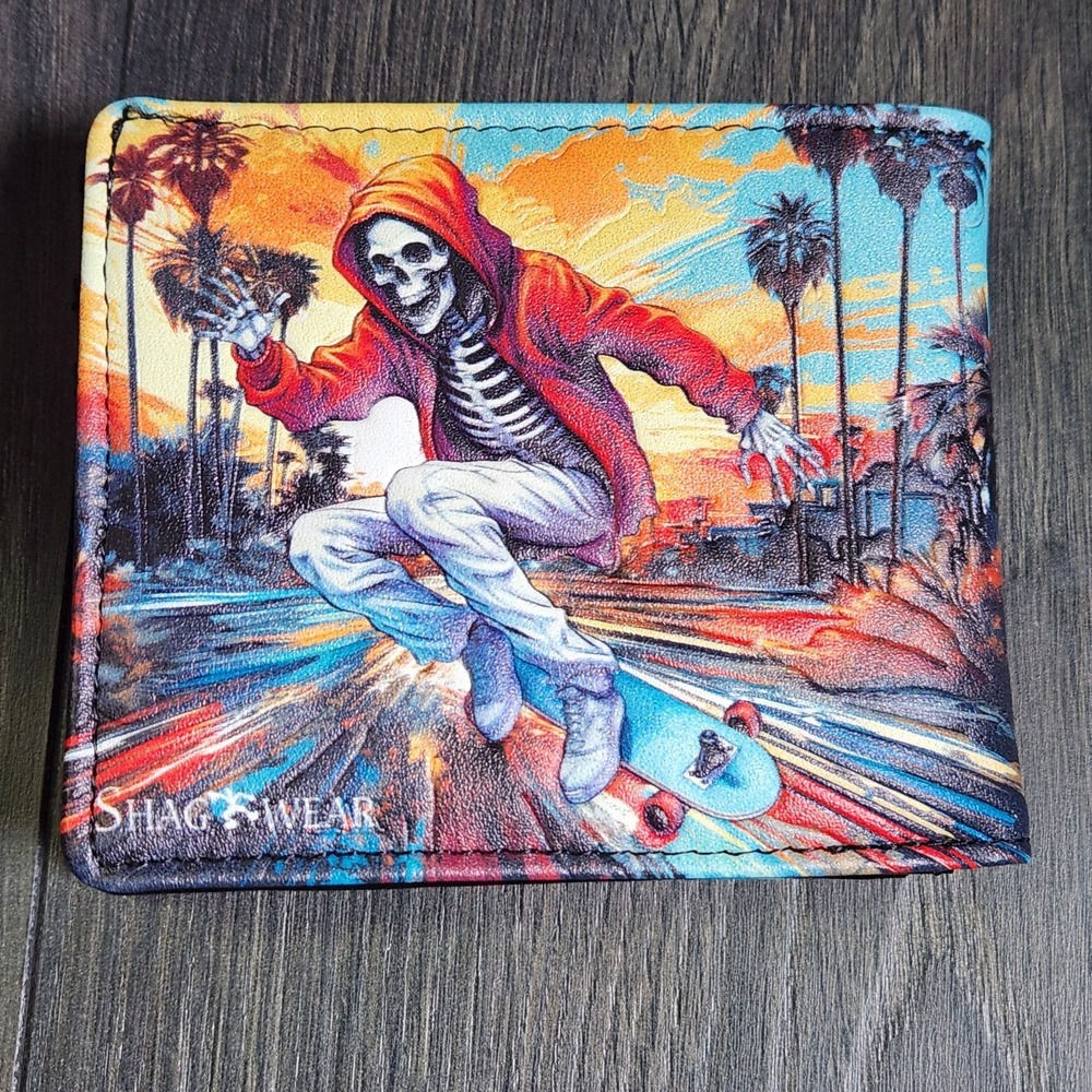 Shag Wear Bifold Wallet Skeleton Skateboarding Punk Rock Whimsigoth Fairycore